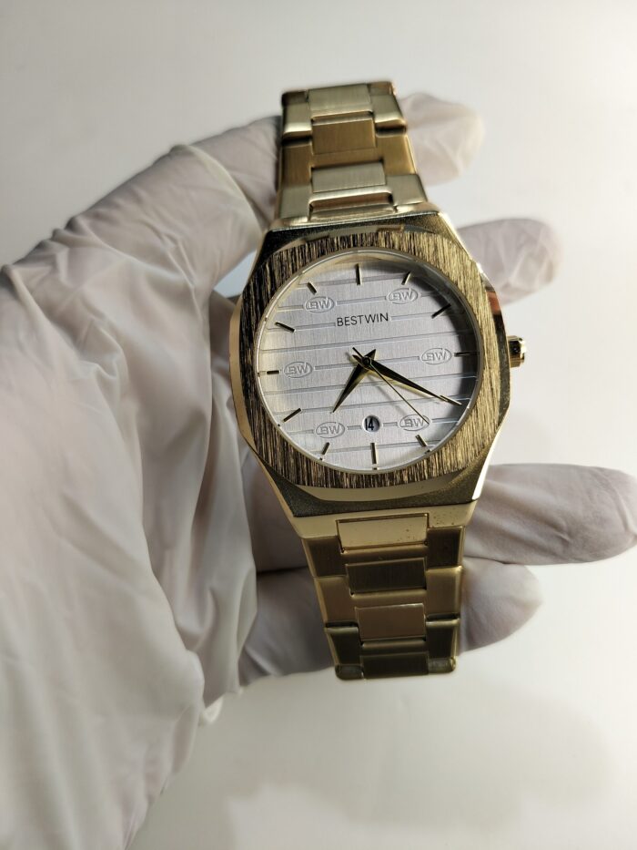 Gold White Dial Bestwin Watch