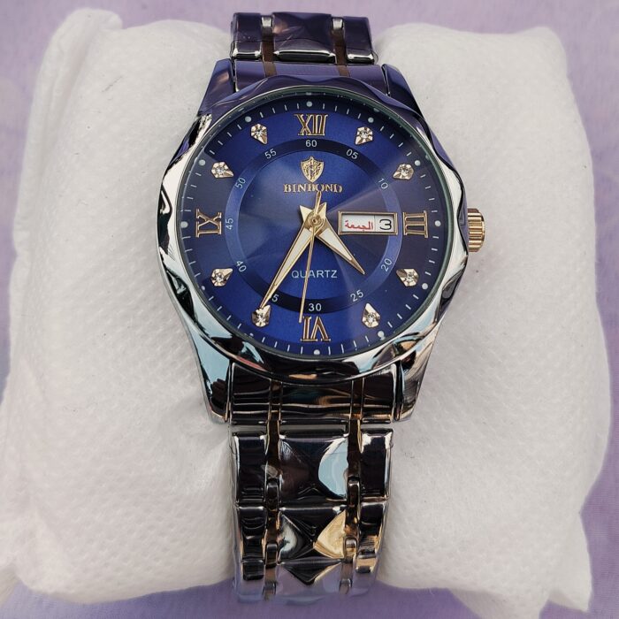 BINBOND 2521 Luxury Brand Luminous Quartz Watch For Men - Silver Blue