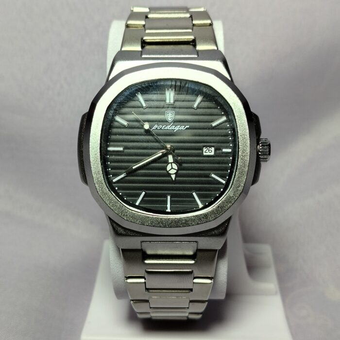 Poedagar 613 Business Quartz Luxury Stainless Steel Watch for Men – Silver black